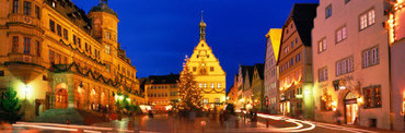 Town Center Decorated with Christmas Lights, Rothenburg, Germany