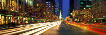 Blurred Motion, Cars, Michigan Avenue, Christmas Lights, Chicago, Illinois, USA