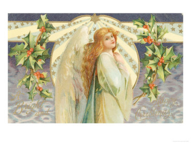 Christmas Angel with Holly