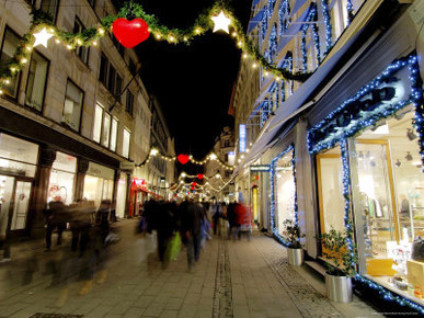 Stroget Ostergade Shopping Area at Christmas, Copenhagen, Denmark, Scandinavia