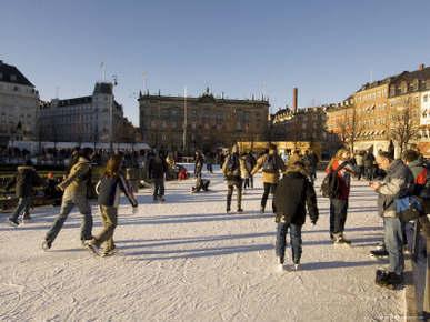 Skating Rink, Kongens Nytorv at Christmas, Copenhagen, Denmark, Scandinavia