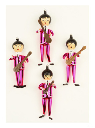 A Rare Set of Four Blown Glass Christmas Tree Decorations Modelled as the Beatles